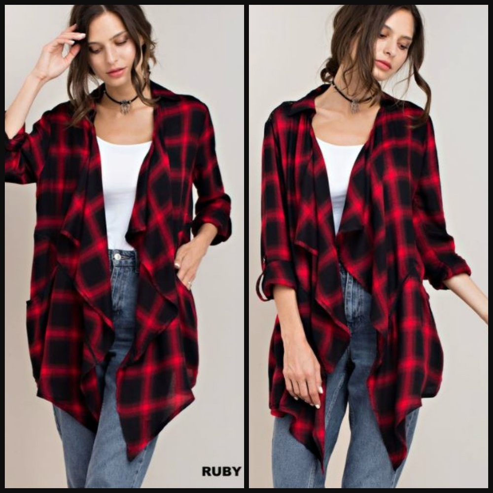 TOP RATED🌟LAST 1! Lace Mix Plaid Cardigan - Picture 5 of 6